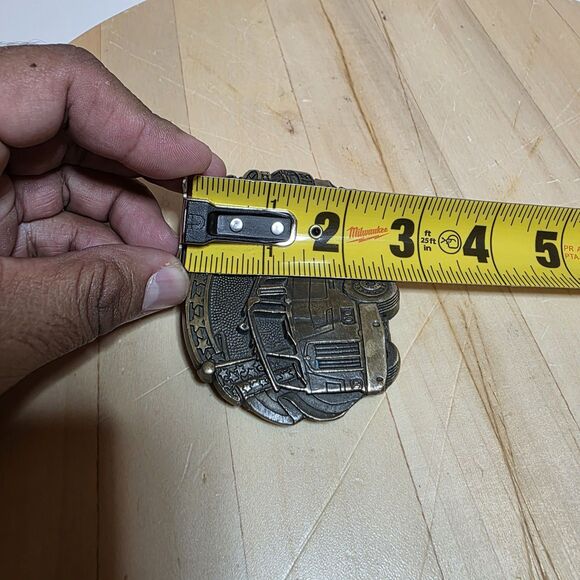 Vintage Solid Brass "The Life Line Of America" Truckers Belt Buckle Flying Eagle - Picture 9 of 10